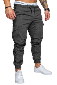 Thumbnail for Men's Casual Cargo Style Multi Pocket Trousers -Woven Fabric for Active Wear