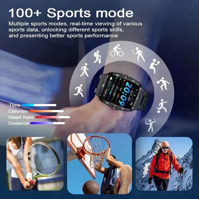 Military Smart Watch Men IP68 3ATM Waterproof with BT  Call Outdoor - Sports Fitness Tracker 24H Health Monitor 430mAh Battery