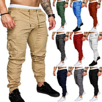 Thumbnail for Men's Casual Cargo Style Multi Pocket Trousers -Woven Fabric for Active Wear