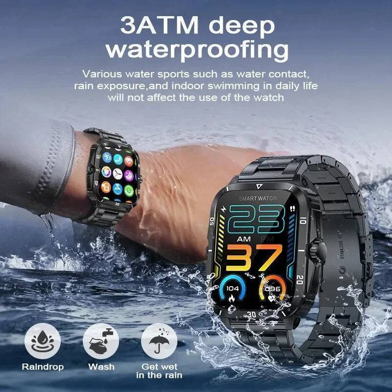 Military Smart Watch Men IP68 3ATM Waterproof with BT  Call Outdoor - Sports Fitness Tracker 24H Health Monitor 430mAh Battery