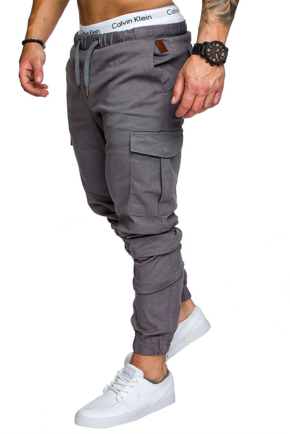 Men's Casual Cargo Style Multi Pocket Trousers -Woven Fabric for Active Wear