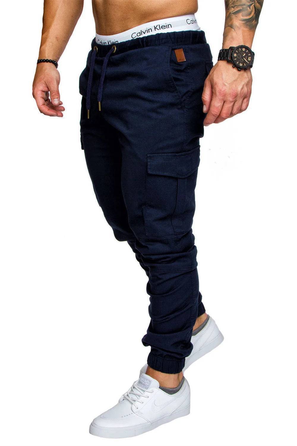 Men's Casual Cargo Style Multi Pocket Trousers -Woven Fabric for Active Wear