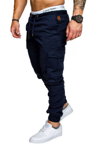 Thumbnail for Men's Casual Cargo Style Multi Pocket Trousers -Woven Fabric for Active Wear