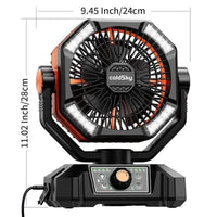 Thumbnail for Portable Camping Fan 20000mAh Battery Operated with Dual Motor - 4 LED Lantern 8 Speeds Desk Mini Fan Remote Control Included