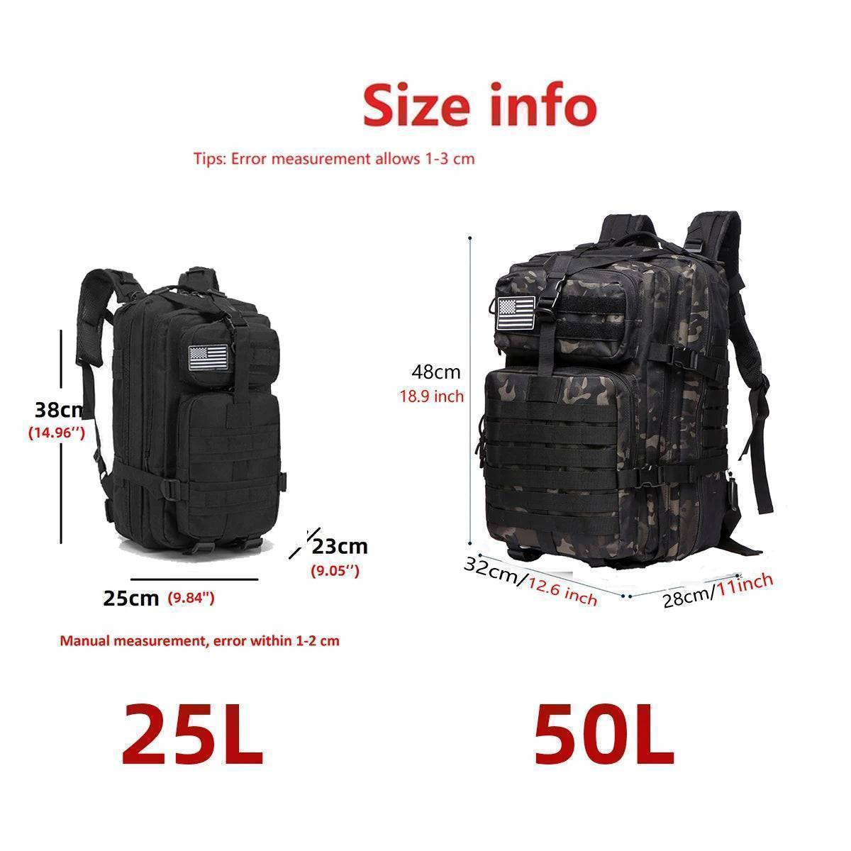 Waterproof Trekking Backpack for Outdoor Tactical Sports ,Camping .Hiking - Sturdy Rucksacks with Large Capacity