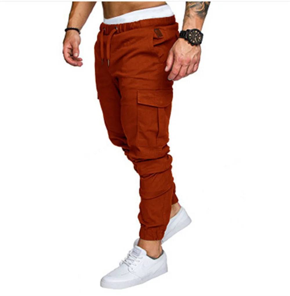 Men's Casual Cargo Style Multi Pocket Trousers -Woven Fabric for Active Wear