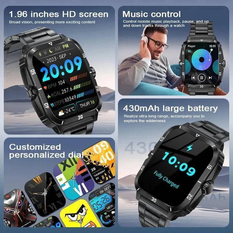 Military Smart Watch Men IP68 3ATM Waterproof with BT  Call Outdoor - Sports Fitness Tracker 24H Health Monitor 430mAh Battery