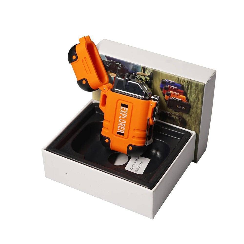 Survival Gears Depot Home & Garden Orange with box Portable Outdoor Waterproof Dual Arc USB Charging Lighter