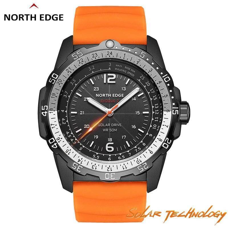 Survival Gears Depot Watches Waterproof Military Men's Sport Wristwatch NORTH EDGE EVOQUE 2 with Solar Power