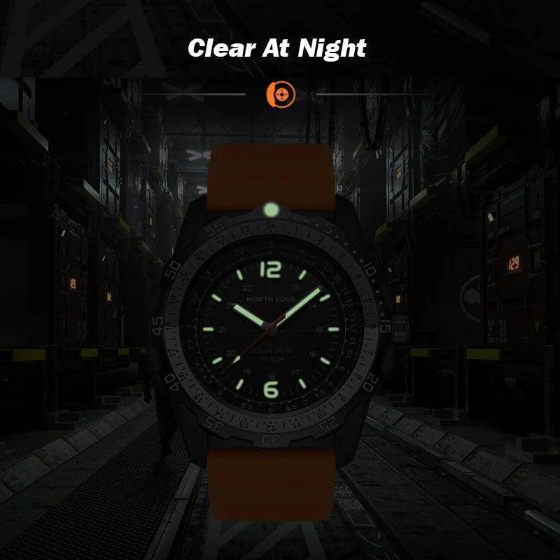 Survival Gears Depot Watches Waterproof Military Men's Sport Wristwatch NORTH EDGE EVOQUE 2 with Solar Power