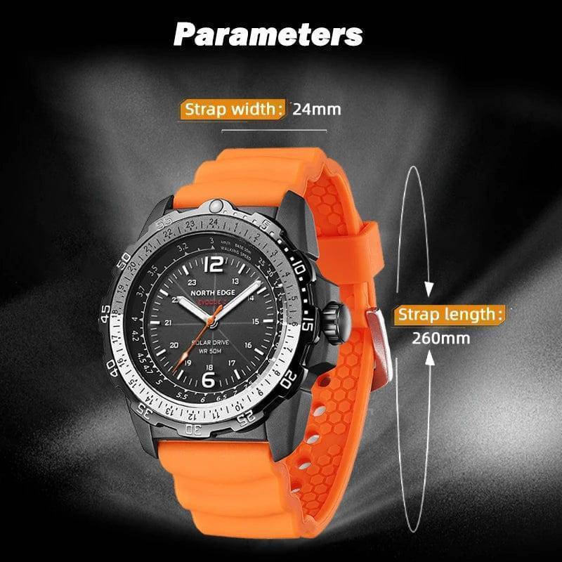 Survival Gears Depot Watches Waterproof Military Men's Sport Wristwatch NORTH EDGE EVOQUE 2 with Solar Power