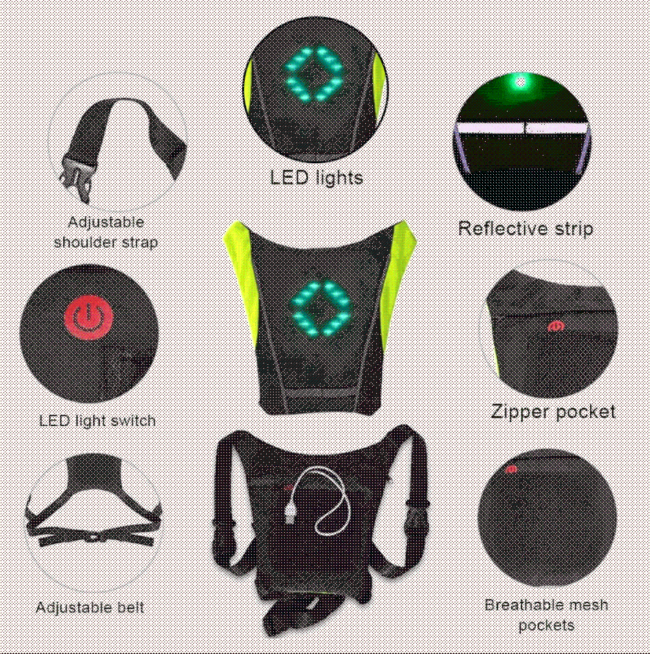 Survival Gears Depot Cycling Vest Wireless Cycling Signal Light Vest