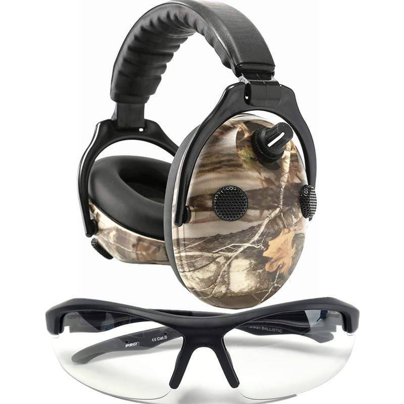 Survival Gears Depot Ear Protector New Electronic Shooting Earmuffs with Military Ballistic Clear Anti Fog & Scratch Resistant Eyewear