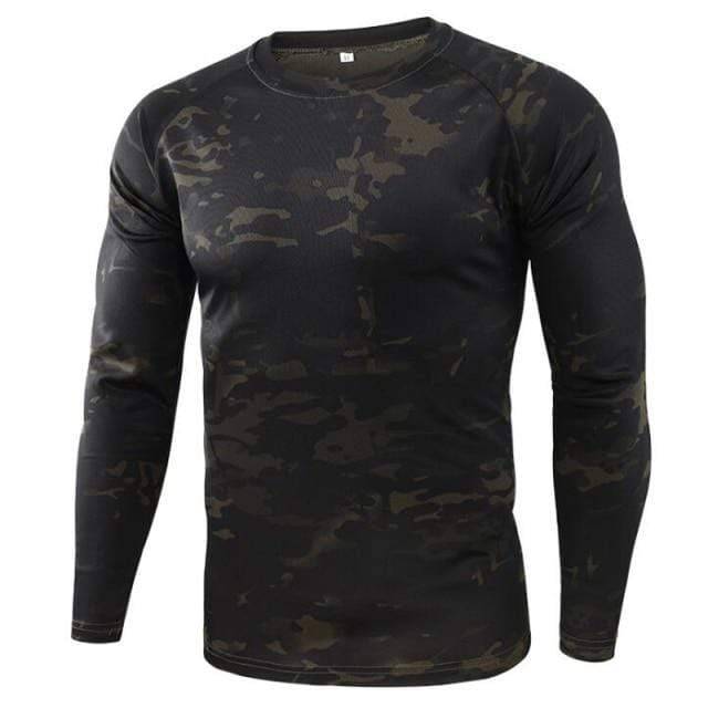 Survival Gears Depot Hiking T-shirts Black CP / S Tactical Camouflage Forest Land Shirt