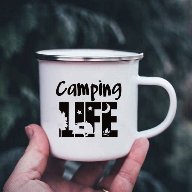 K222 Store Mugs XH3231-A015WH-8 Enamel Camping Coffee Cups | Enamel Camping Mugs | Outdoor Coffee Cup | Mug Handle Handle - Mugs