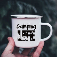 Thumbnail for K222 Store Mugs XH3231-A015WH-8 Enamel Camping Coffee Cups | Enamel Camping Mugs | Outdoor Coffee Cup | Mug Handle Handle - Mugs