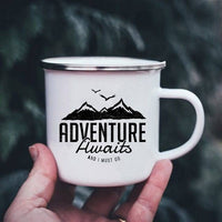 Thumbnail for K222 Store Mugs XH3242-A015WH-8 Enamel Camping Coffee Cups | Enamel Camping Mugs | Outdoor Coffee Cup | Mug Handle Handle - Mugs