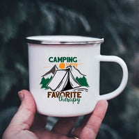 Thumbnail for K222 Store Mugs XH4006-A015WH-8 Enamel Camping Coffee Cups | Enamel Camping Mugs | Outdoor Coffee Cup | Mug Handle Handle - Mugs